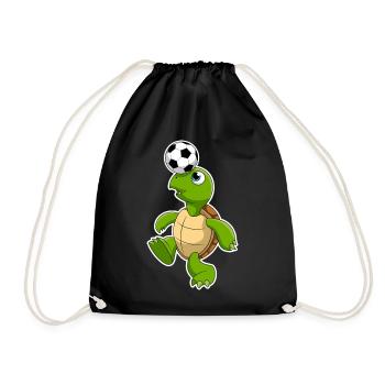 Turtle Football Cartoon - Drawstring Bag - black - Front