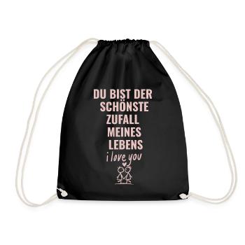 Du bist der schönste Zufall meines Lebens - Turnbeutel - Schwarz - Vorne