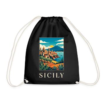 Vue côtier sicilien en couleurs audacieuses en Italie - Sac de sport léger - noir - Devant