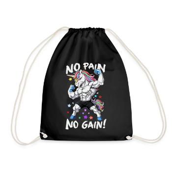 Powerful Unicorn No Pain No Gain Fitness - Drawstring Bag - black - Front