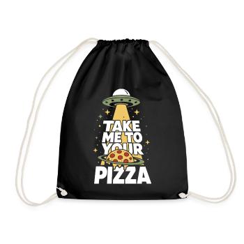 Take Me to Your Pizza UFO Alien - Drawstring Bag - black - Front