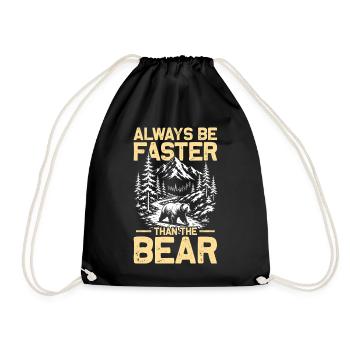 Be faster than the bear Hiking Mountains Mountaineering - Drawstring Bag - black - Front