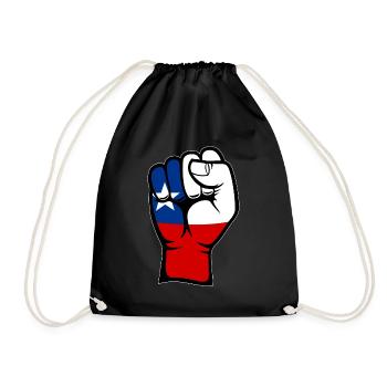 Chile Flagge Faust Hand Symbol - Turnbeutel - Schwarz - Vorne