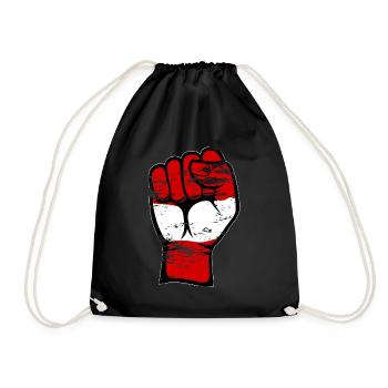 Austria Flag Fist Hand Used Symbol - Drawstring Bag - black - Front