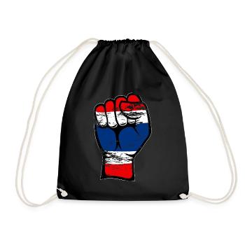 Thailand Flagge Faust Hand Symbol used - Turnbeutel - Schwarz - Vorne