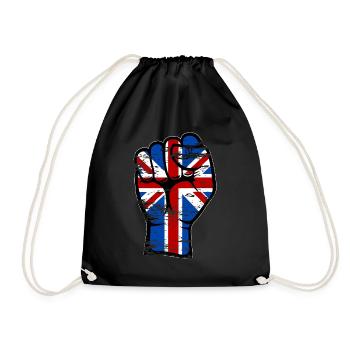 Britische Flagge Faust Hand Symbol used - Turnbeutel - Schwarz - Vorne