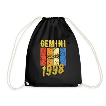 Gemini Zodiac 1998 Gift - Drawstring Bag - black - Front