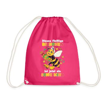 Biene fleißig Schule Zuckertüte Bienchen Kind - Turnbeutel - Fuchsia - Vorne