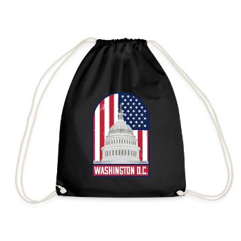 Washington D.C. With Flag - American Travel - Drawstring Bag - black - Front