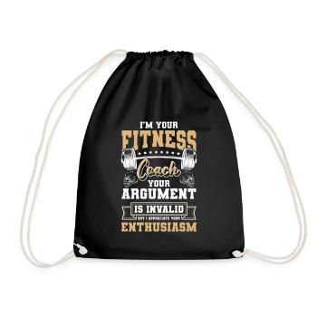 Fitness Trainer Muscles Bench Press Training - Drawstring Bag - black - Front