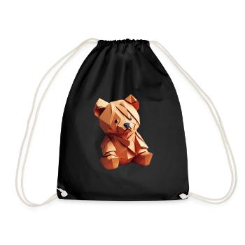 Kunterbunter Origami Teddy V - Turnbeutel - Schwarz - Vorne