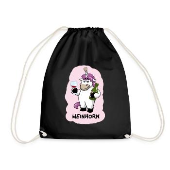 Weinhorn Einhorn - Turnbeutel - Schwarz - Vorne