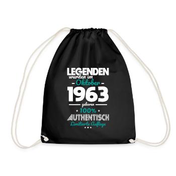 60. Geburtstag - Legenden wurden im Oktober 1963 - Turnbeutel - Schwarz - Vorne