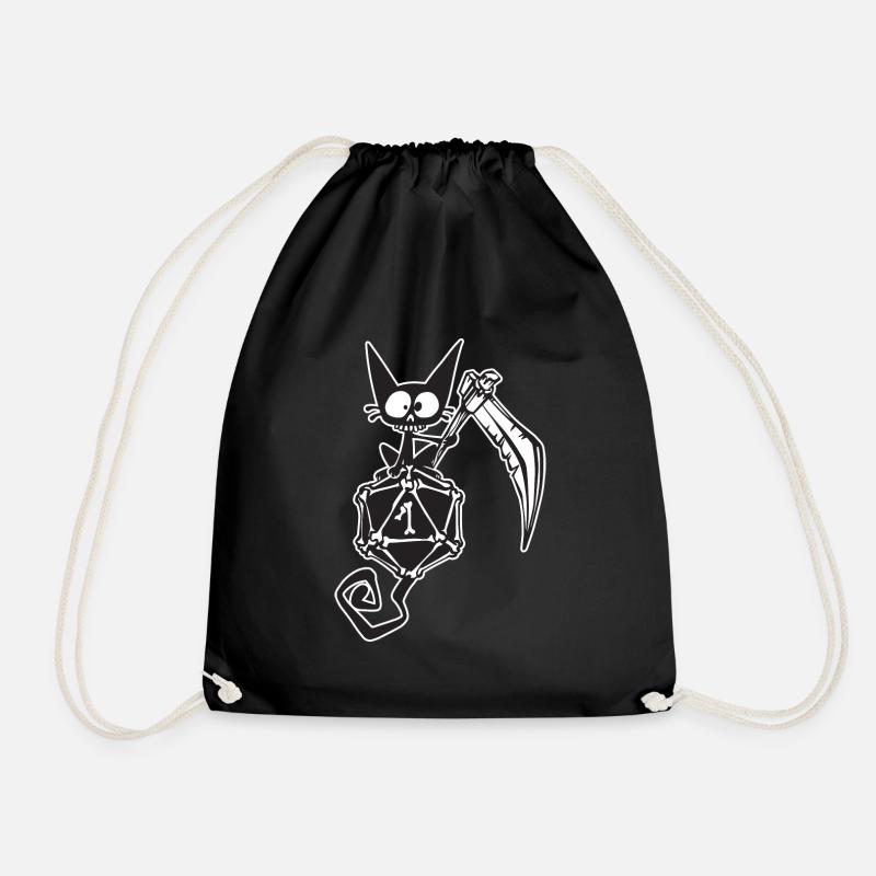 Grim reaper cat Funny Role Playing Cat RPG - Drawstring Bag - black