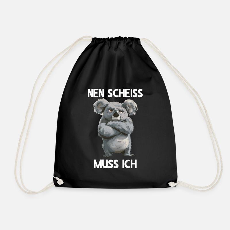Koala Niedlicher Koalabär Nen scheiss muss ich - Turnbeutel - Schwarz