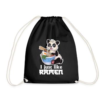 Niedlicher Großer Panda mit Ramen Nudeln Geschenk - Turnbeutel - Schwarz - Vorne