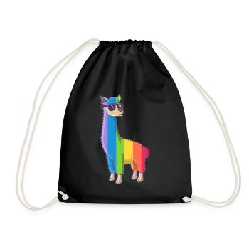 Gay Pride Alpaka LGBT - Turnbeutel - Schwarz - Vorne