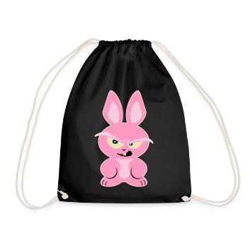 Pink Rabbit Shirt - Funny Rodent - Drawstring Bag - black - Front