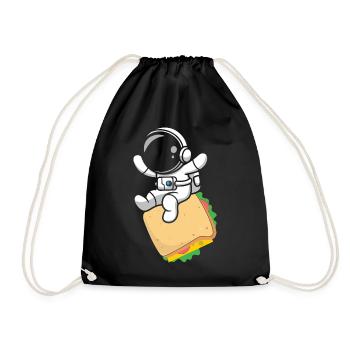 Sandwich Fast Food Astronaut Astronomy - Drawstring Bag - black - Front