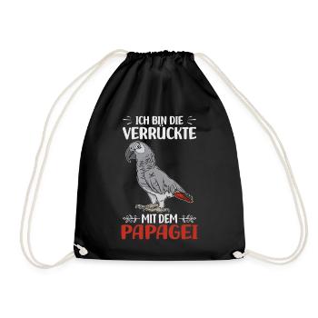 Papageien - Turnbeutel - Schwarz - Vorne