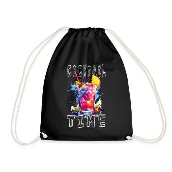 Cocktail Time Summer Beach Party Bar Club Drink - Drawstring Bag - black - Front