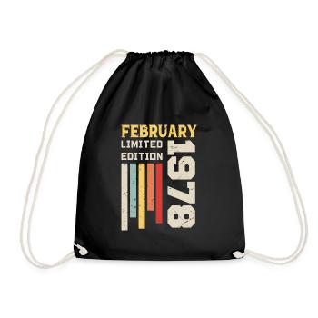 February 1978 - February 1978 Birthday Gift - Drawstring Bag - black - Front