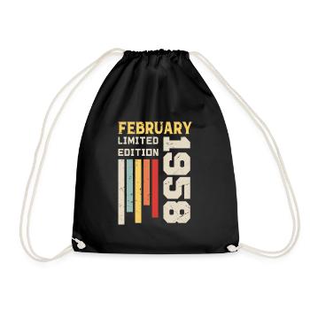 February 1958 - February 1958 Birthday Gift - Drawstring Bag - black - Front