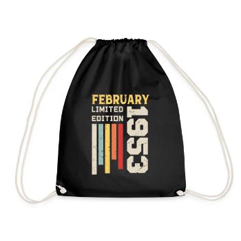 February 1953 - February 1953 Birthday Gift - Drawstring Bag - black - Front