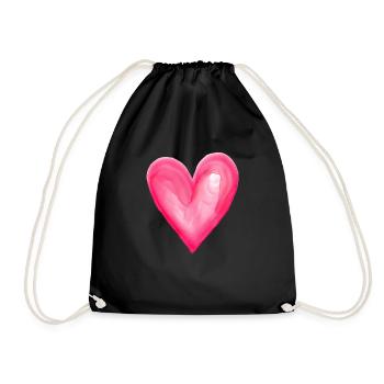 Pink Heart - Drawstring Bag - black - Front