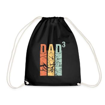 Papa Father of 3 third Three child baby children - Drawstring Bag - black - Front