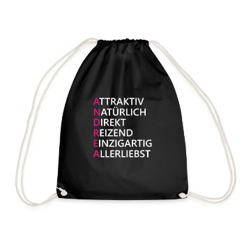 Andrea Name Geschenk - Turnbeutel - Schwarz - Vorne