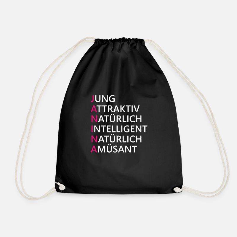 Janina Name Geschenk - Turnbeutel - Schwarz