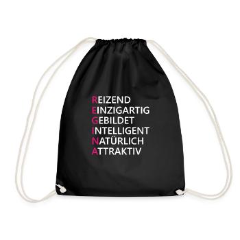 Regina Name Geschenk - Turnbeutel - Schwarz - Vorne