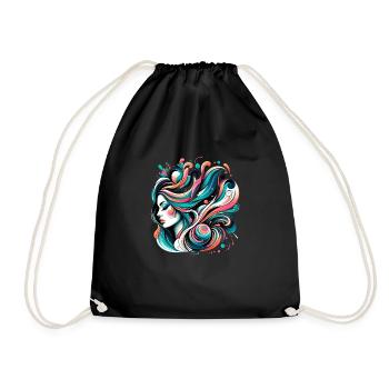 figure féminine avec des cheveux flottants - Sac de sport léger - noir - Devant