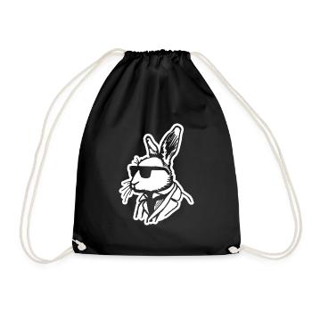 Hase Kaninchen - Turnbeutel - Schwarz - Vorne