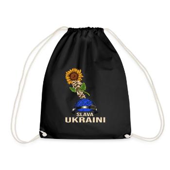 sunflower slava ukraini stand with ukraine kiev - Drawstring Bag - black - Front