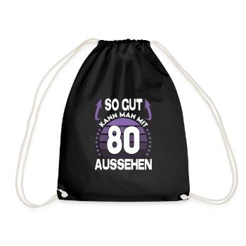 Geburtstag 80 Jahre So gut aussehen Retro Vintage - Turnbeutel - Schwarz - Vorne