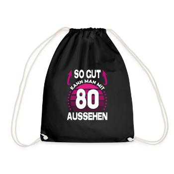 Geburtstag 80 Jahre So gut aussehen Retro Vintage - Turnbeutel - Schwarz - Vorne