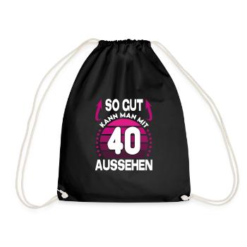 Geburtstag 40 Jahre So gut aussehen Retro Vintage - Turnbeutel - Schwarz - Vorne