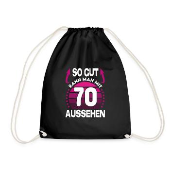Geburtstag 70 Jahre So gut aussehen Retro Vintage - Turnbeutel - Schwarz - Vorne