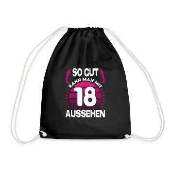 Geburtstag 18 Jahre So gut aussehen Retro Vintage - Turnbeutel - Schwarz - Vorne