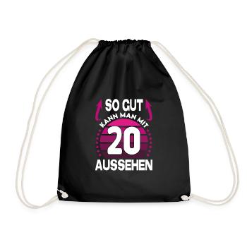 Geburtstag 20 Jahre So gut aussehen Retro Vintage - Turnbeutel - Schwarz - Vorne