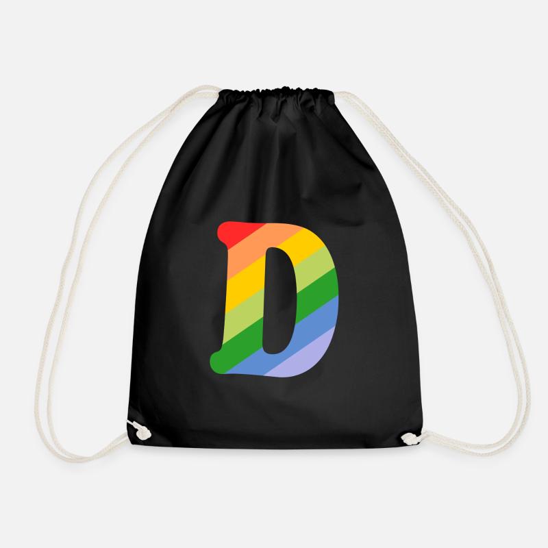 Buchstabe D Regenbogen - Turnbeutel - Schwarz