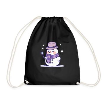 Süßer Weihnachts Schneemann - Festtags-Design - Turnbeutel - Schwarz - Vorne
