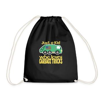Garbage Truck Birthday Boy - Drawstring Bag - black - Front