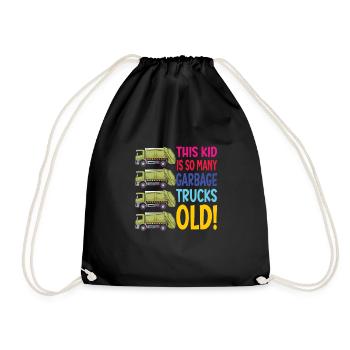 Camion à ordures garçon d’anniversaire 4 - Sac de sport léger - noir - Devant