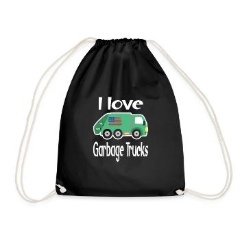 Garbage truck birthday boy - Drawstring Bag - black - Front
