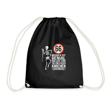 66.Geburtstag - Turnbeutel - Schwarz - Vorne