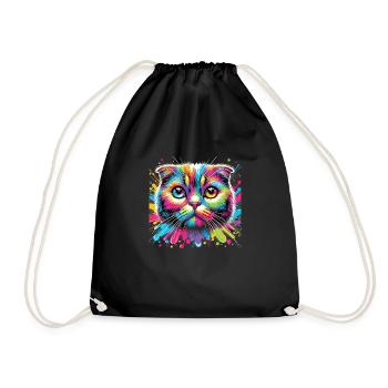 Cat - Drawstring Bag - black - Front