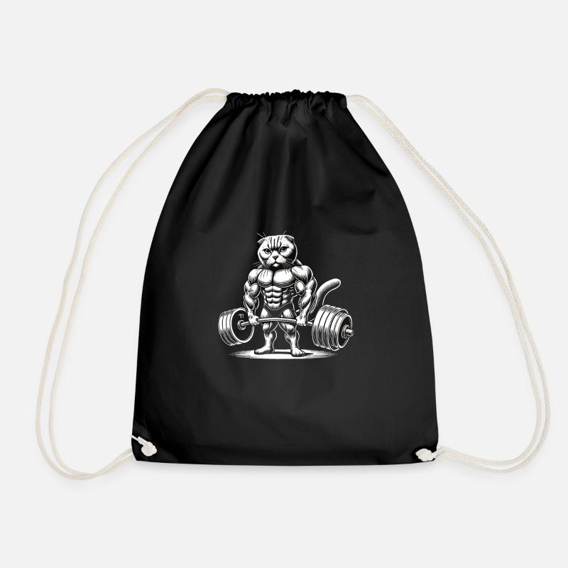 Cat - Drawstring Bag - black